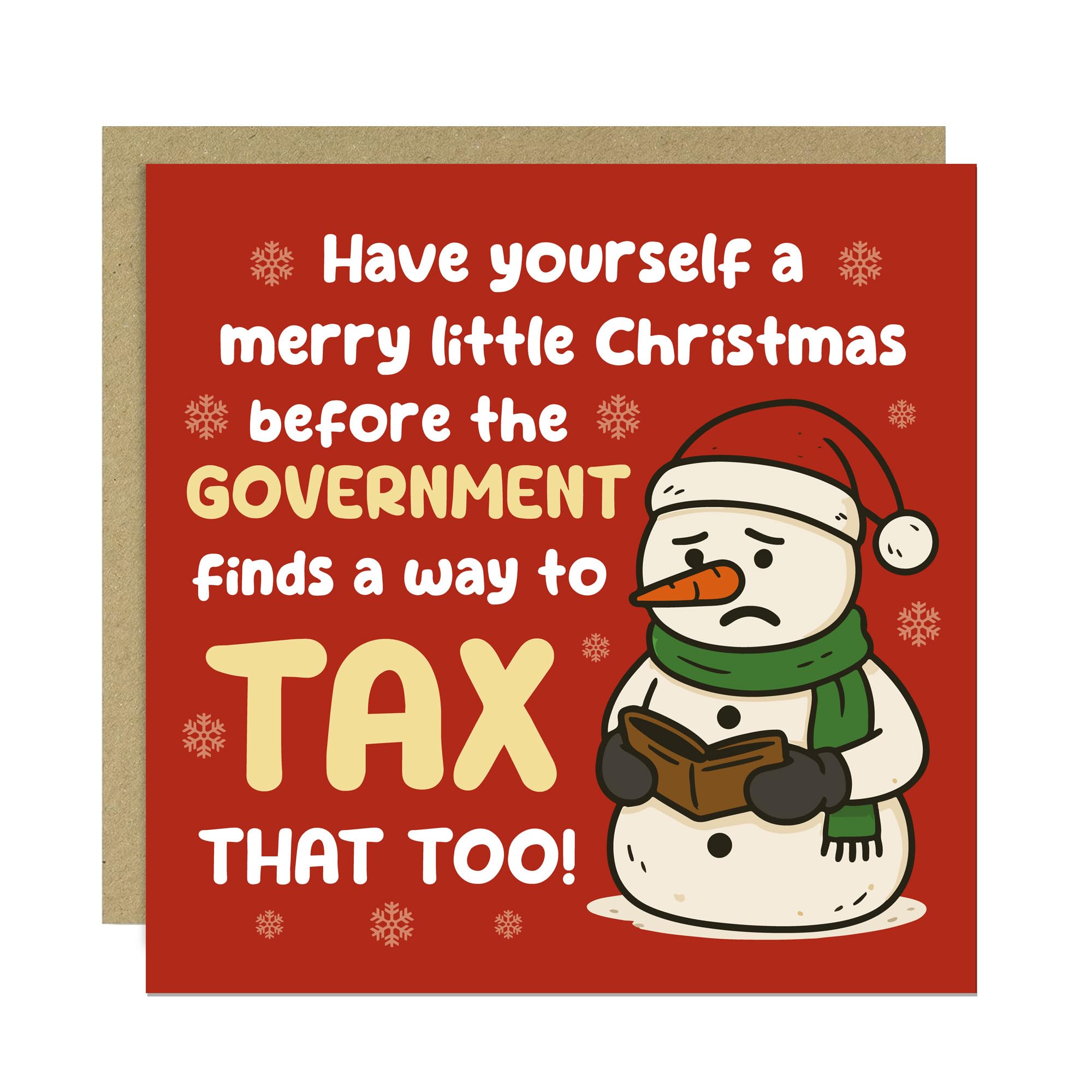 RED OCEAN Funny Christmas Card Humorous TAX Xmas Card For Friends and Family Novelty Joke Cards For Christmas 14.5x14.5cm With Kraft Envelope