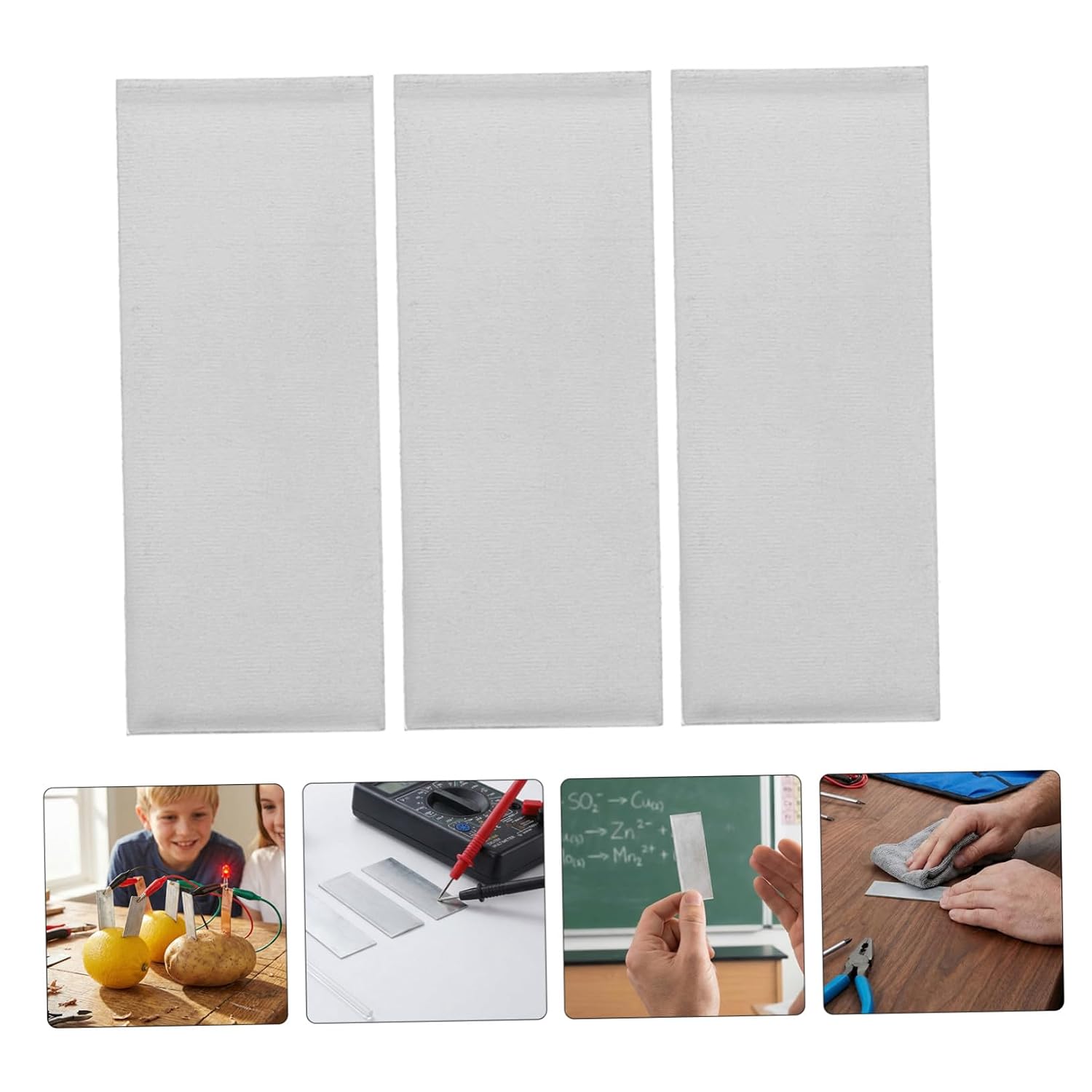 15pcs Pure Zinc Anode Sheets 5x2cm Electroplating Zinc Plates Replacement Strips for Fruit Battery Making and Stem Science Experiments