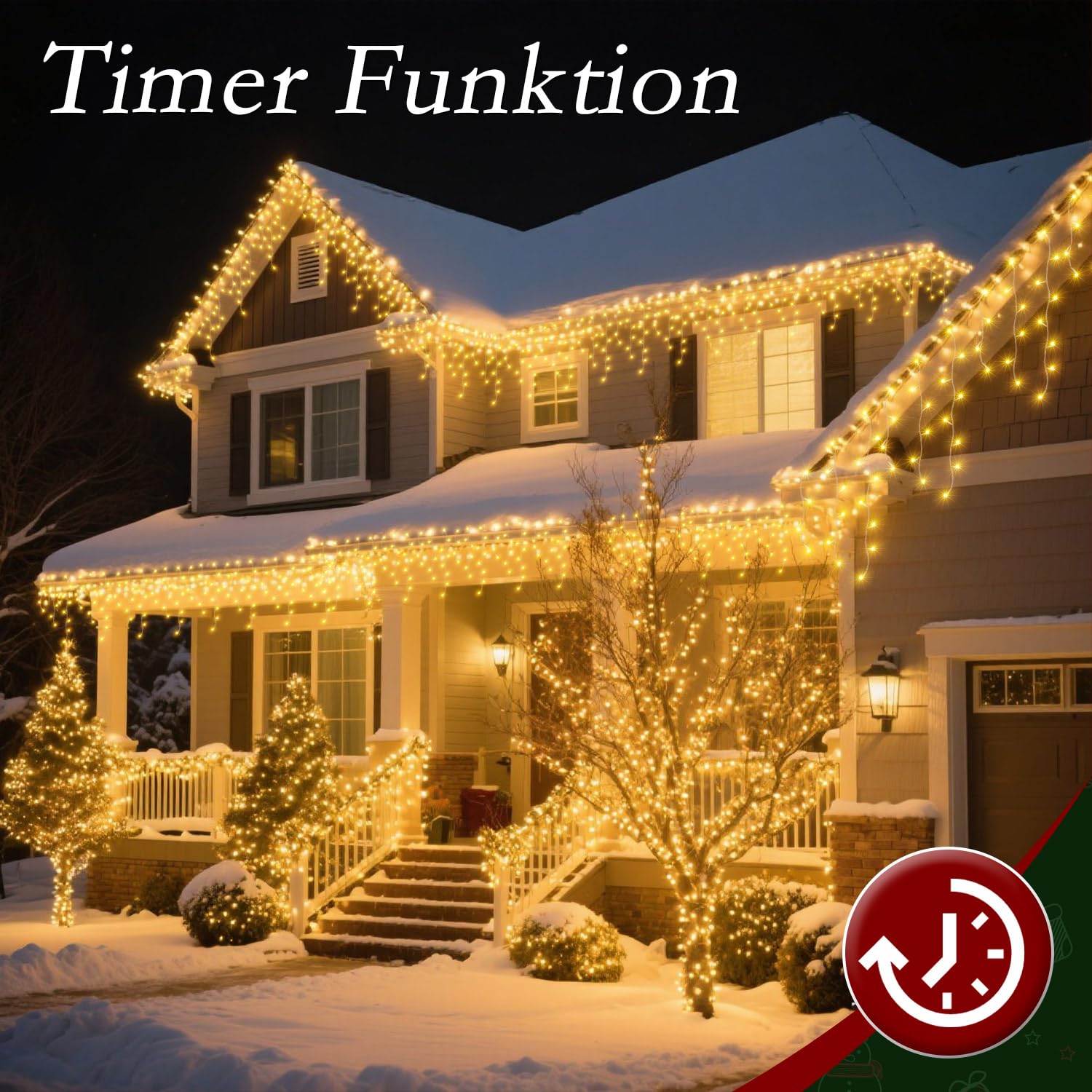 Eisregen Lichterkette Außen Warmweiß 486 LEDs, Fernbedienung, 4 Helligkeitsstufen, 8 Modi, Timer, IP44, 12m, Weihnachtsbeleuchtung für Balkon, Fenster, Garten