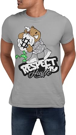 - 12 Stealth Mens T Shirt to Match Respect My Hustle, Shirt to Match - 12 Stealth Gift - 12s Tee Grey
