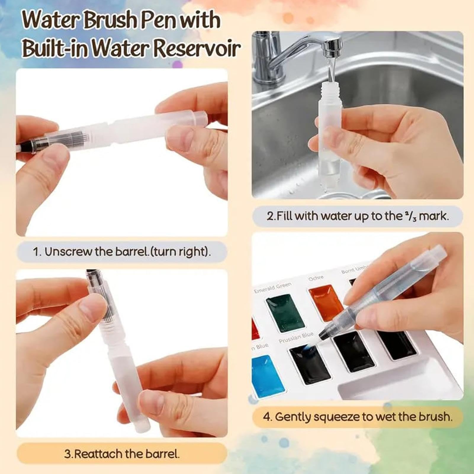 Aquarellfarben Set für Anfänger 12 Farben mit Pinsel Tierbuch | Lernen Sie Aquarell mit Tierillustrationen. Tragbare Reisedose, für Kunstunterricht, Heimpraxis, ideal für Kreativität