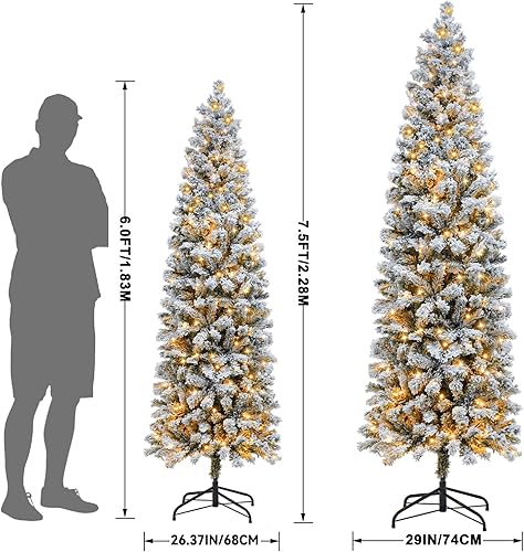 Miniatura 5 de Árbol de Navidad artificial preiluminado de 7.5 pies con 350 luces LED blancas cálidas para decoración de interiores y exteriores