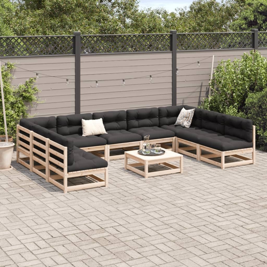 Patio Sofa Set Anthracite Solid Pine Wood Large Modular, Outdoor Furniture Sets, 3299596