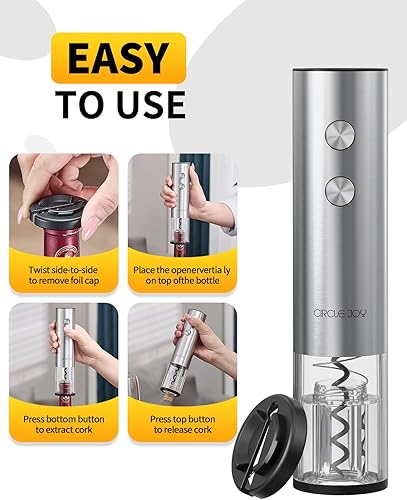 Miniatura 6 de CIRCLE JOY Juego de abridor de vino eléctrico recargable 8 en 1 de acero inoxidable automático abridor de botellas de vino con vertedor eléctrico