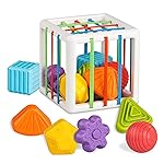 Aprilwolf Montessori Toys for 1 Year Old, Cube & 6 Sensory Shape Blocks, Baby Toys 12-18 Months, Developmental Infant Birthday Gifts for Learning Toddler Age 1 2 3