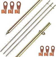 Bitiontry 3 Pack 4ft 1/2 Inch Grounding Rods - Heavy Duty Steel for Electric Fences, Satellite Dishes, Generators & Antennas
