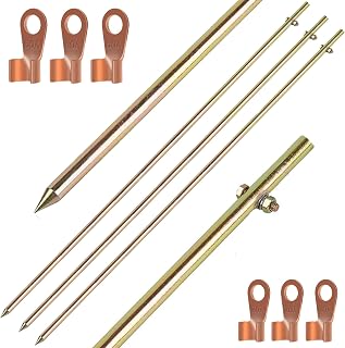 Bitiontry 3 Pack 4ft 1/2 Inch Grounding Rods - Heavy Duty Steel for Electric Fences, Satellite Dishes, Generators & Antennas