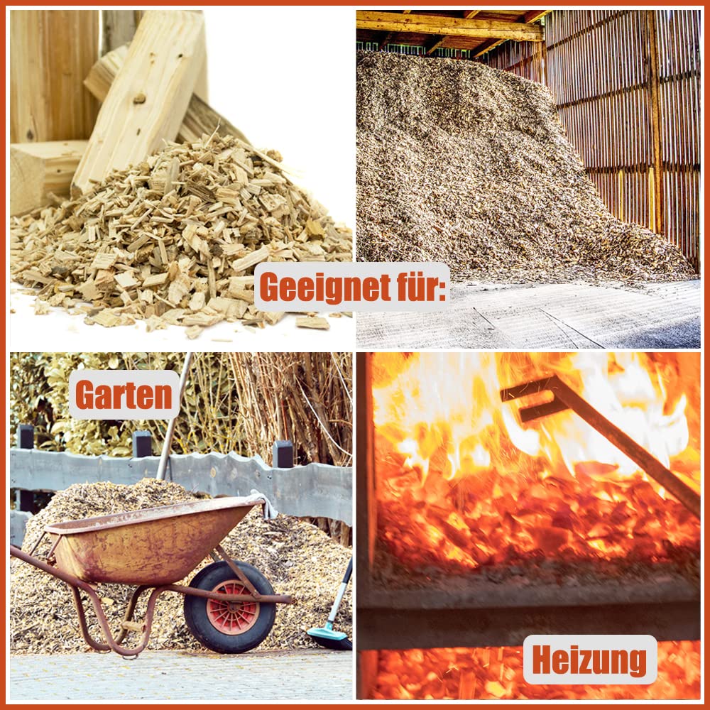 Hackschnitzel für Ofen Rindenmulch für Garten Hochbeet Holz Pflanzen Einstreu Holzhackschnitzel Grob Holzschnitzel Streu Beet Abdeckung Deko Abdeckung 20-500 kg Kingpower
