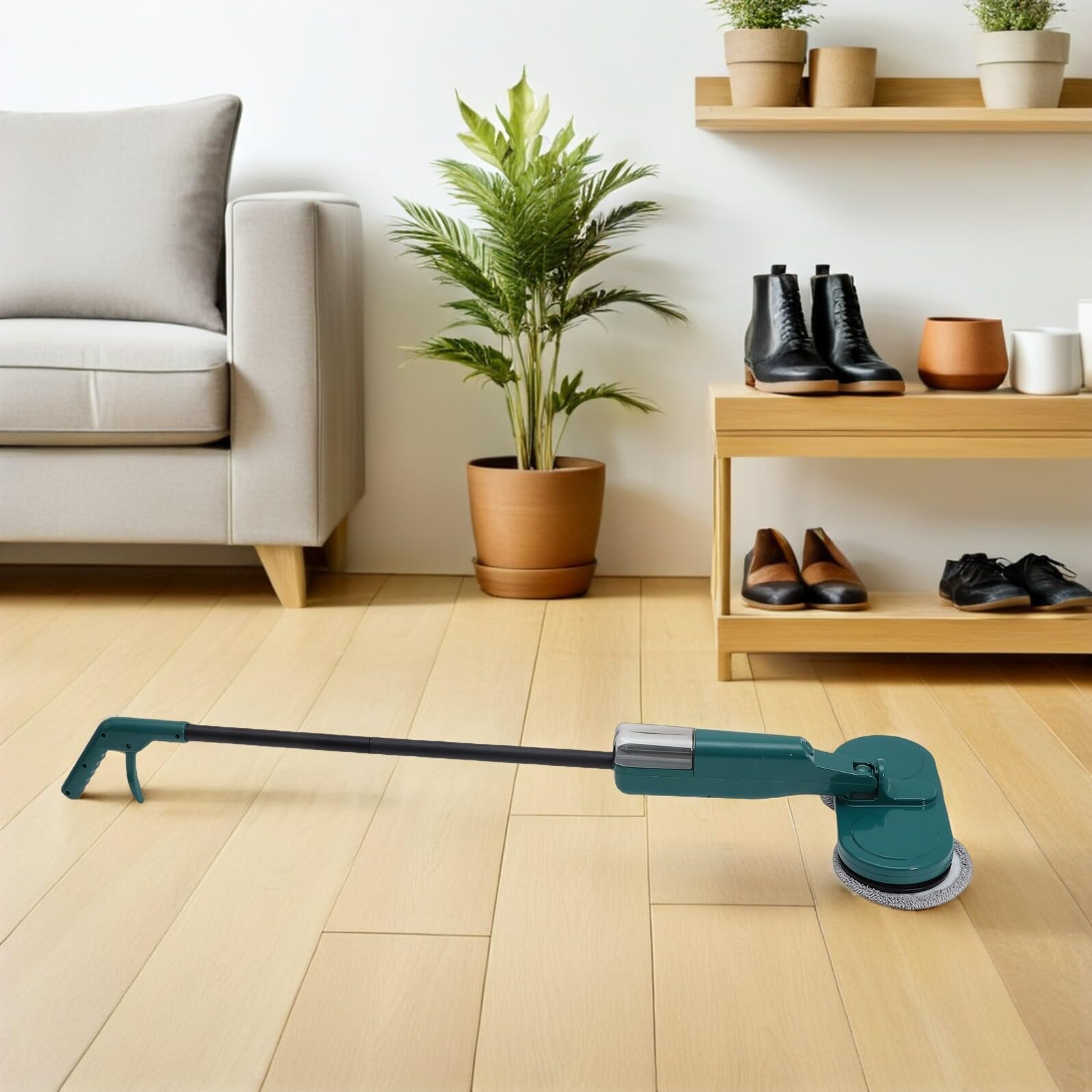 TOYANDONA Mopa Eléctrica Inalámbrica Verde S5 con Depósito de Agua, Limpiador de Pisos Eléctrico Rotativo y Recargable, Trapeador Doméstico para Limpieza de Suelos de Madera y Baldosas