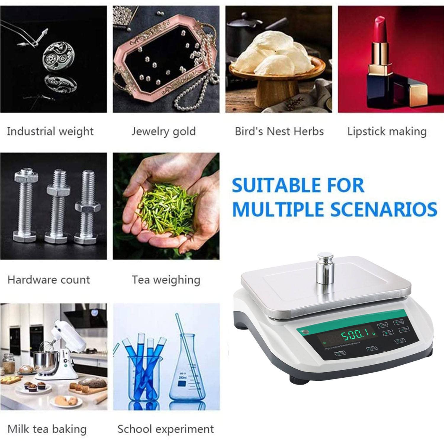 Bilancia Analitica Di Precisione Da Laboratorio, Bilancia Elettronica Di Pesatura Bilancia Scientifica Con Schermi Lcd E Porta Rs232, Bilancia Calibrata Per Chimica, Farmacia, Gioielleria,20kg/1g