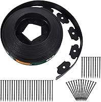 ANLEOLIFE 60FT No-Dig Plastic Landscape Edging - Flexible Heavy Duty Black Garden Border Kit with 72 Anchoring Spikes