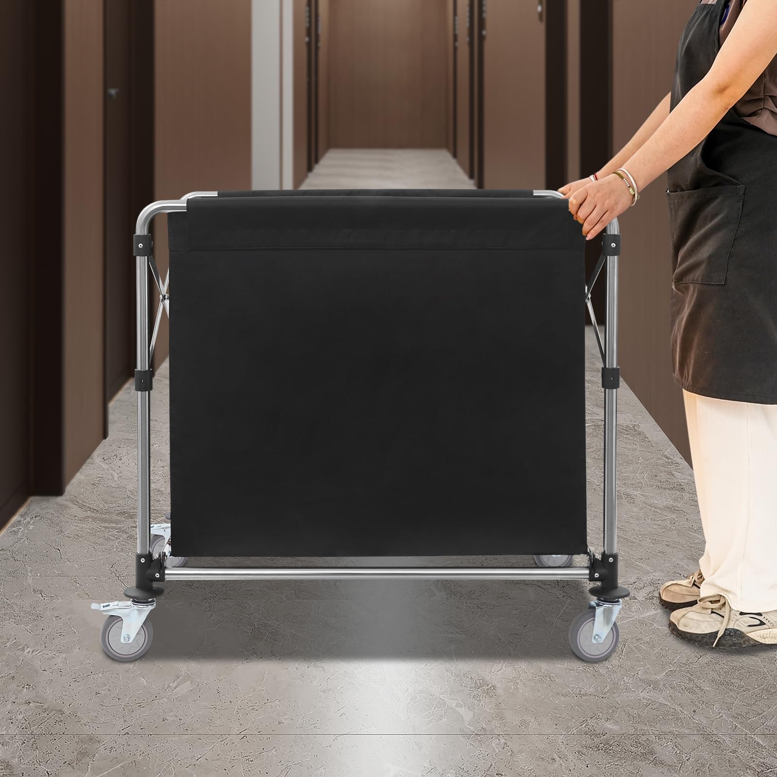 Carrello per la biancheria, con ruote, pieghevole, per la biancheria, per la casa, hotel, 90 x 60 x 88 cm