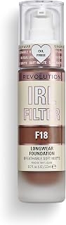Revolution, IRL Filter Longwear Foundation, Soft & Breathable Formula, Medium to Full Coverage, Matte Finish, F18, 0.7 fl oz