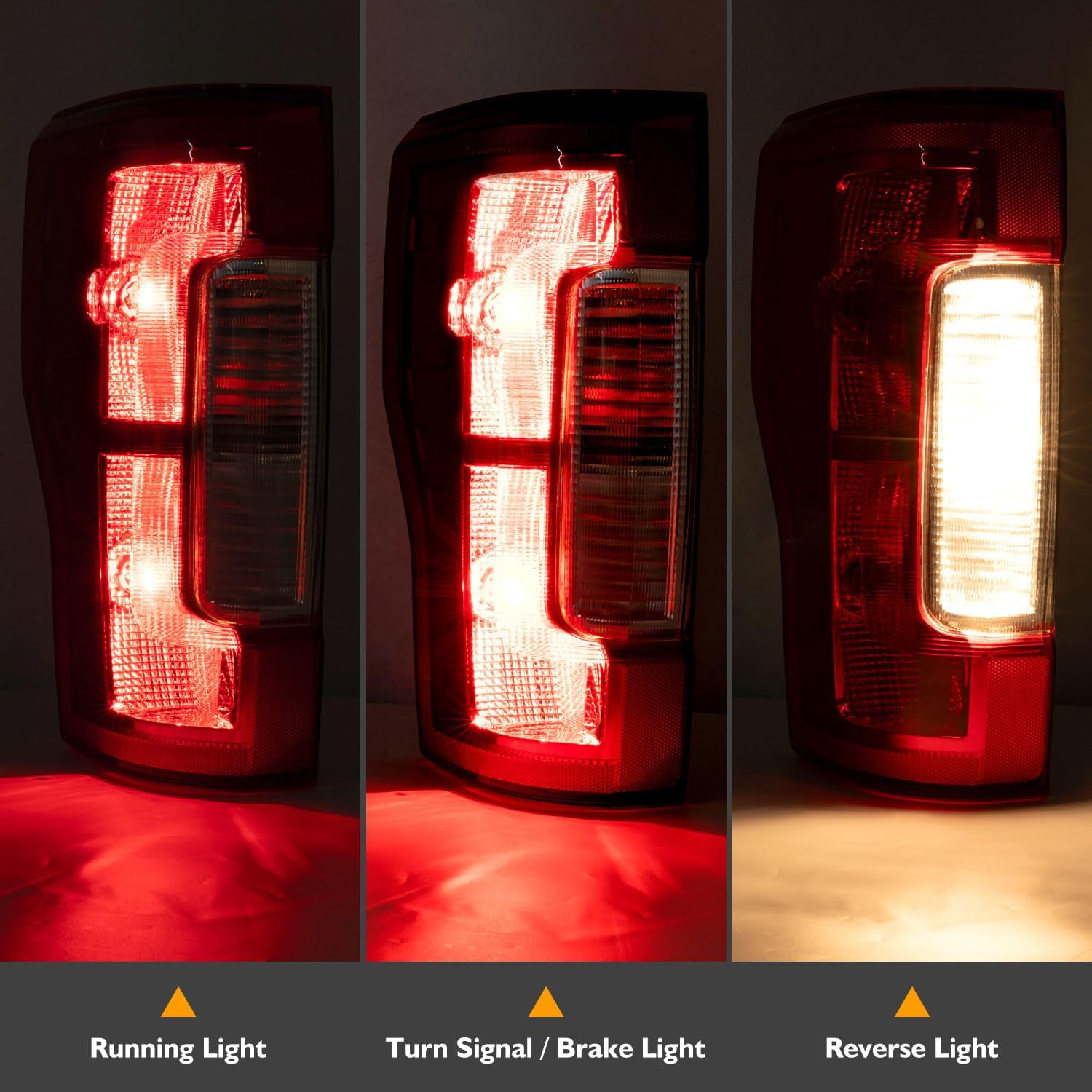 tail light assembly compatible with 2017 2018 2019 ford f-250 f-350 super duty tail lights rear brake lamps replacement taillights with bulbs and socket, passenger and driver side