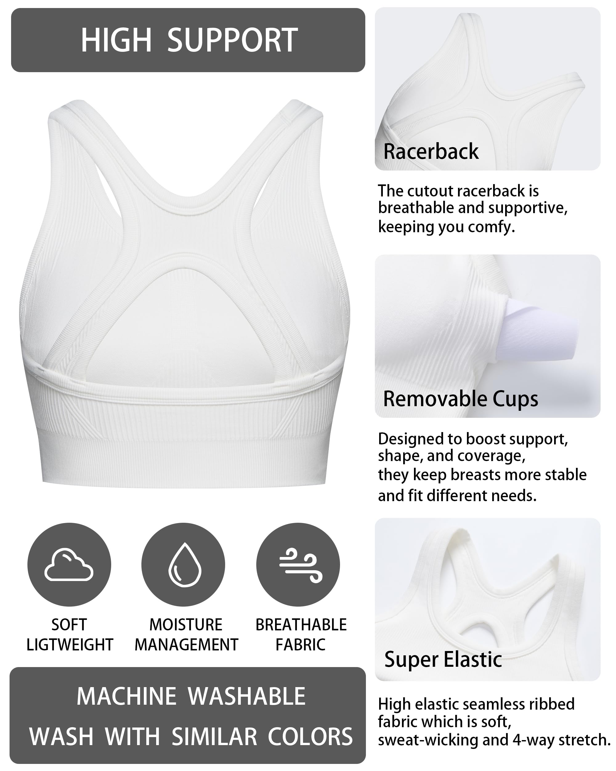 Reggiseni sportivi da donna ad alto sostegno, reggiseno sportivo imbottito ad alto impatto, reggiseno sportivo senza cuciture