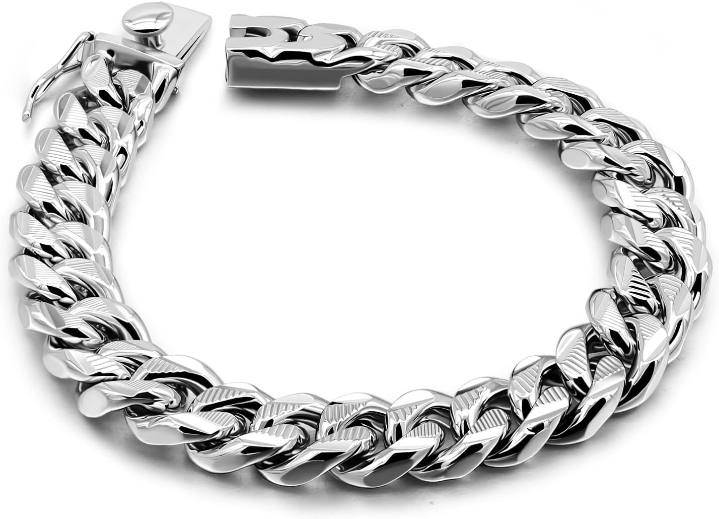 Men 925 Sterling Silver Solid Miami Cuban Link Chain Bracelet -10MM - 12MM- Curb Cuban Bangle 7" 7.5" 8" 8.5" 9" 9.5"10" Thick Big Link Man Teen Boys Jewelry Gift, 9", no gemstone