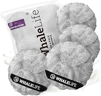 WhaleLife Bath Sponge Shower Loofahs Pouf Ball Shower Puff 4 Pack Double-Layer Exfoliation Mesh Bulk Puffs Large(60g Gray)