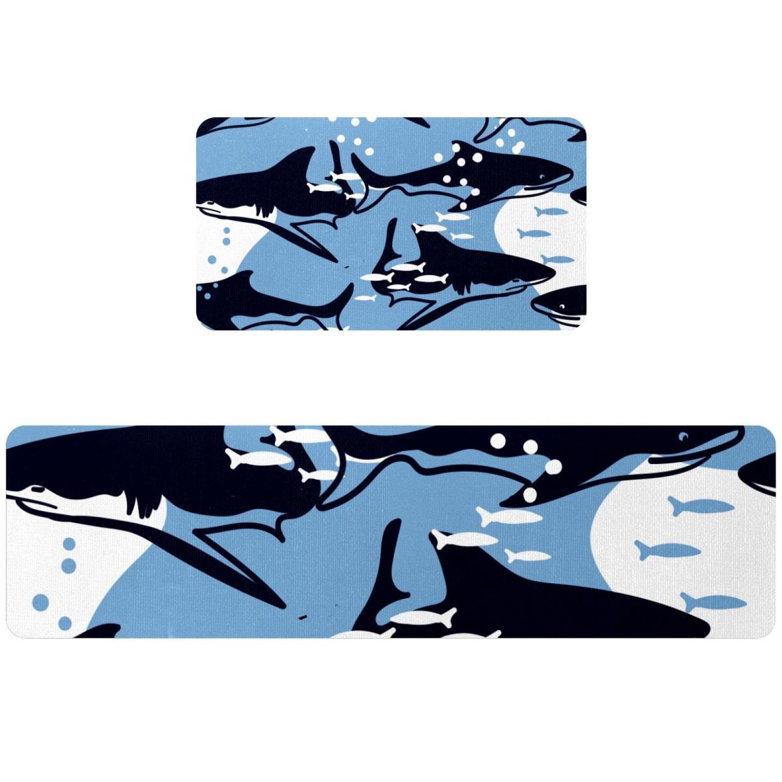Tapis de cuisine motif requins lot de 2 tapis de sol lavable absorbant