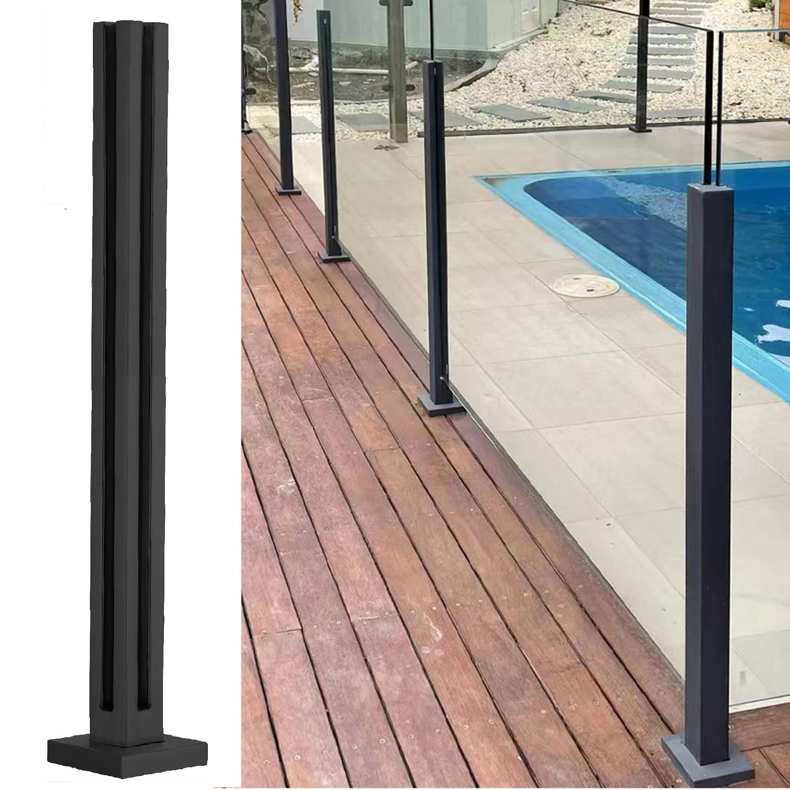Soporte de valla de piscina seguro para asegurar postes de esquinas en jardines modernos