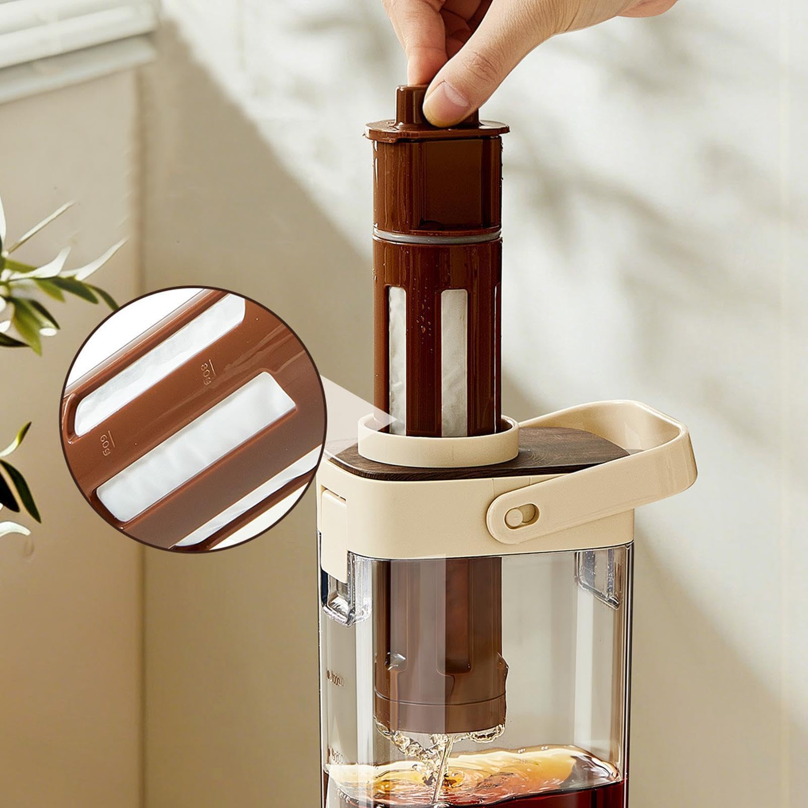 De Café Cold Brew - Botella 1000ml, Con Asa | Ayudante Para Recipiente Para Con Pico De Ancha, Bebidas Caseras, Limonada, Hogar, Cocina, Comedor, Uso Para La Vida Cotidia