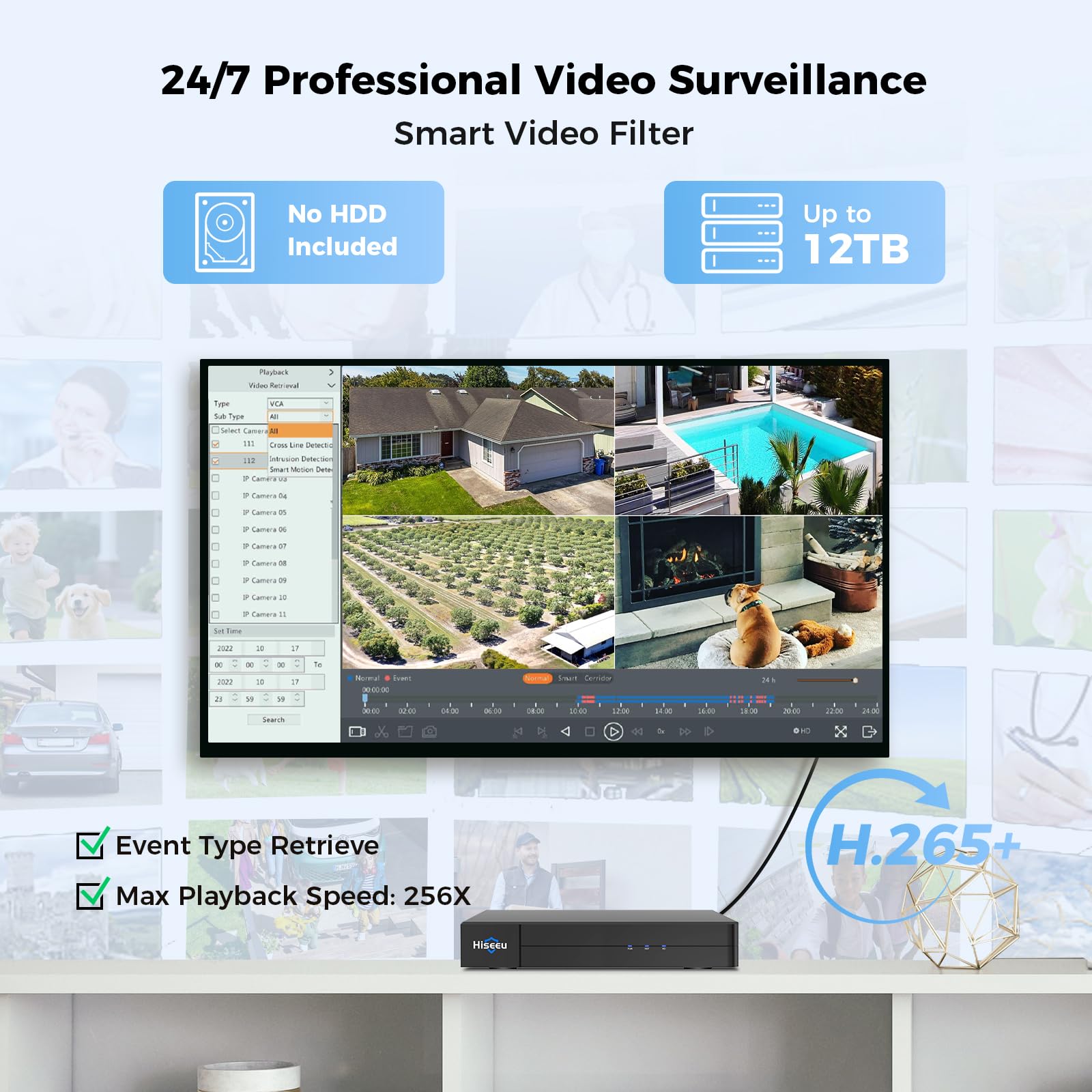 Hiseeu 4K PoE Network Video Recorder NVR with 8 Ports, 16CH