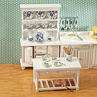 Vista 4 de SAMCAMI Juego de muebles de casa de muñecas en miniatura – Armarios de cocina y juego de té – Accesorios para casa de muñecas a escala 1 12