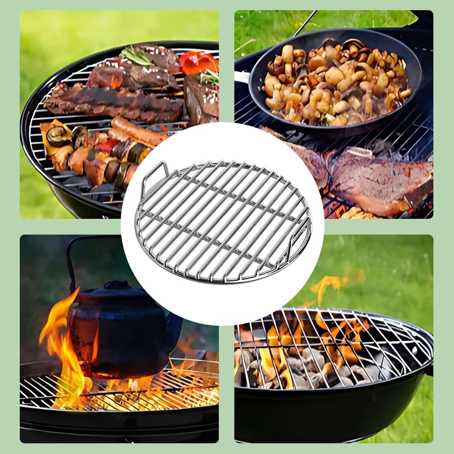 Nowy ruszt do grillowania ze stali nierdzewnej, okrągły, różne rozmiary, blacha do pieczenia na kemping, piknik, do ogrodu, trwała spawana konstrukcja, łatwe czyszczenie, równomierne podgrzewanie (Ø