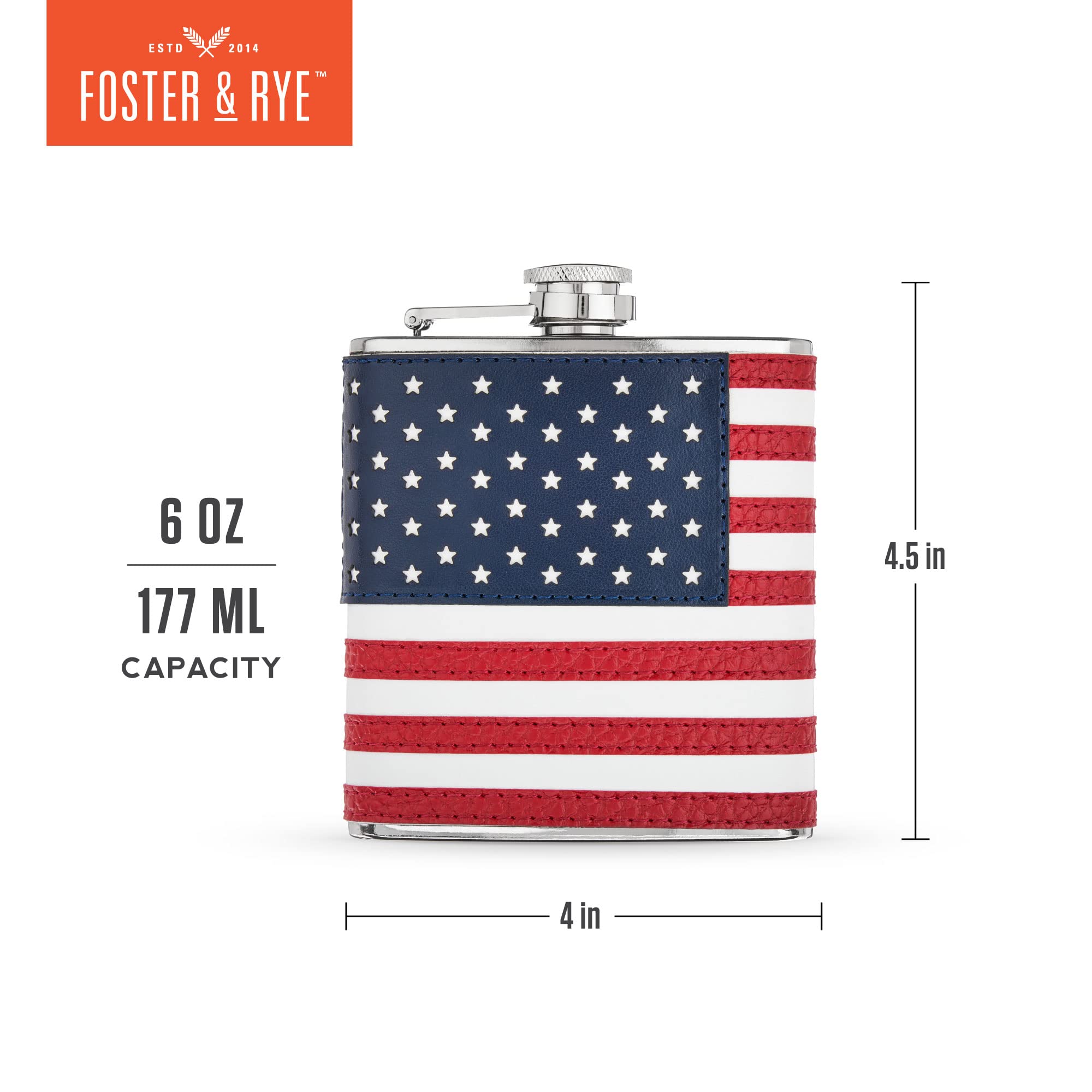 Amazon.co.jp: Foster & Rye アメリカ国旗フラスコ ステンレススチール 