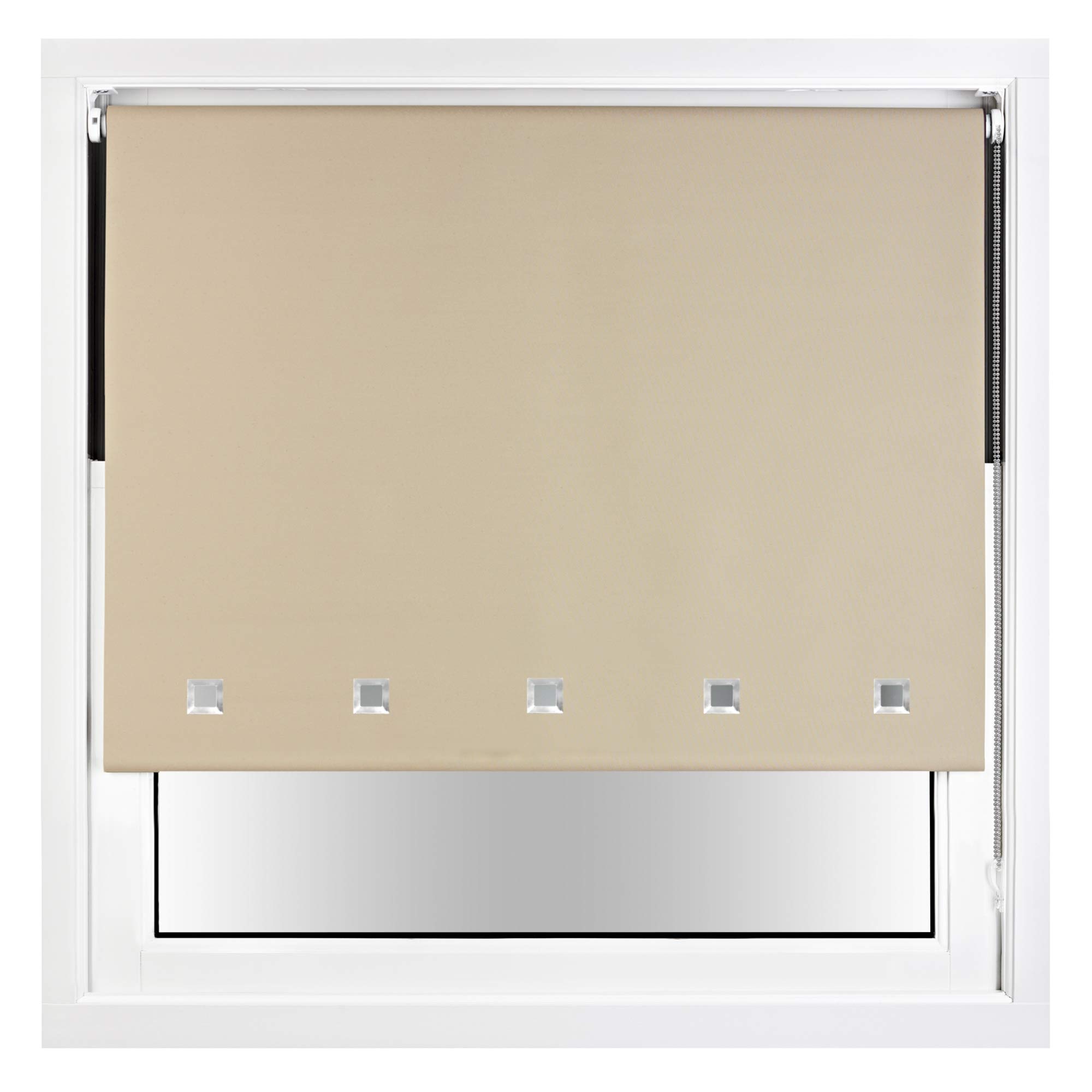 FURNISHED Blackout Roller Blind with Square Eyelets & Metal Fittings Trimmable - Cappuccino, 230W x 165H cm