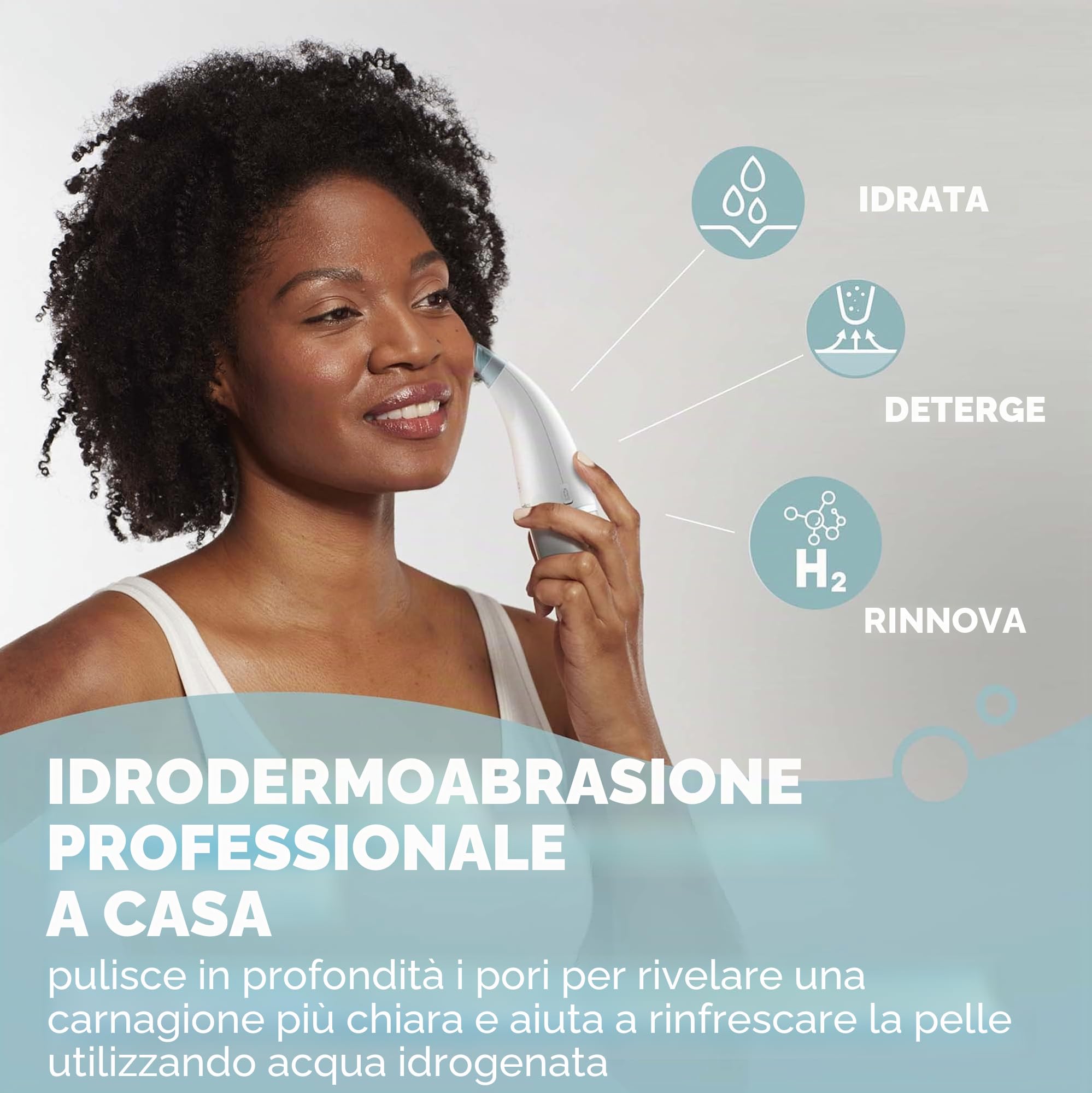 Homedics Refresh Hydradermabrasion Cleanser Viso, Macchina Hydrafacial | Per la Pulizia e Rimozione delle Imperfezioni, 3 Programmi, 6 Ugelli, per Pelle Impura