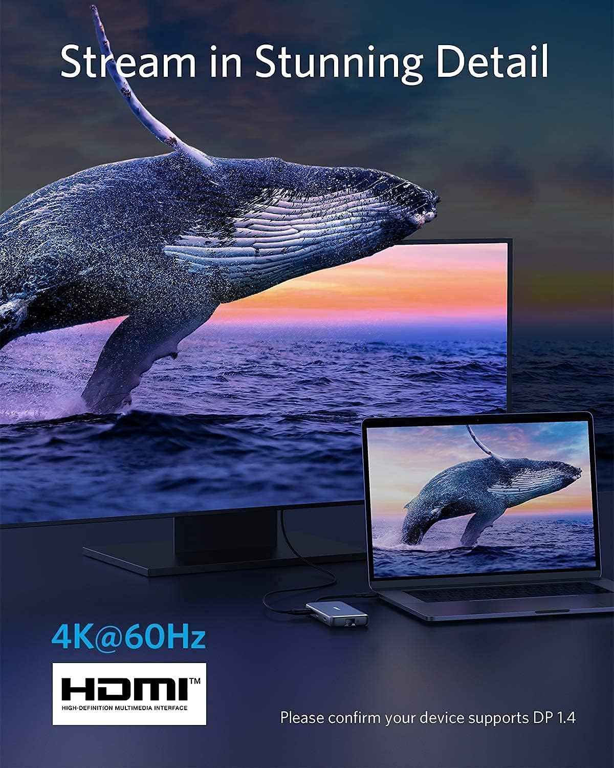 Anker 555 USB-C Hub (8-in-1) with USB-C to DisplayPort Adapter