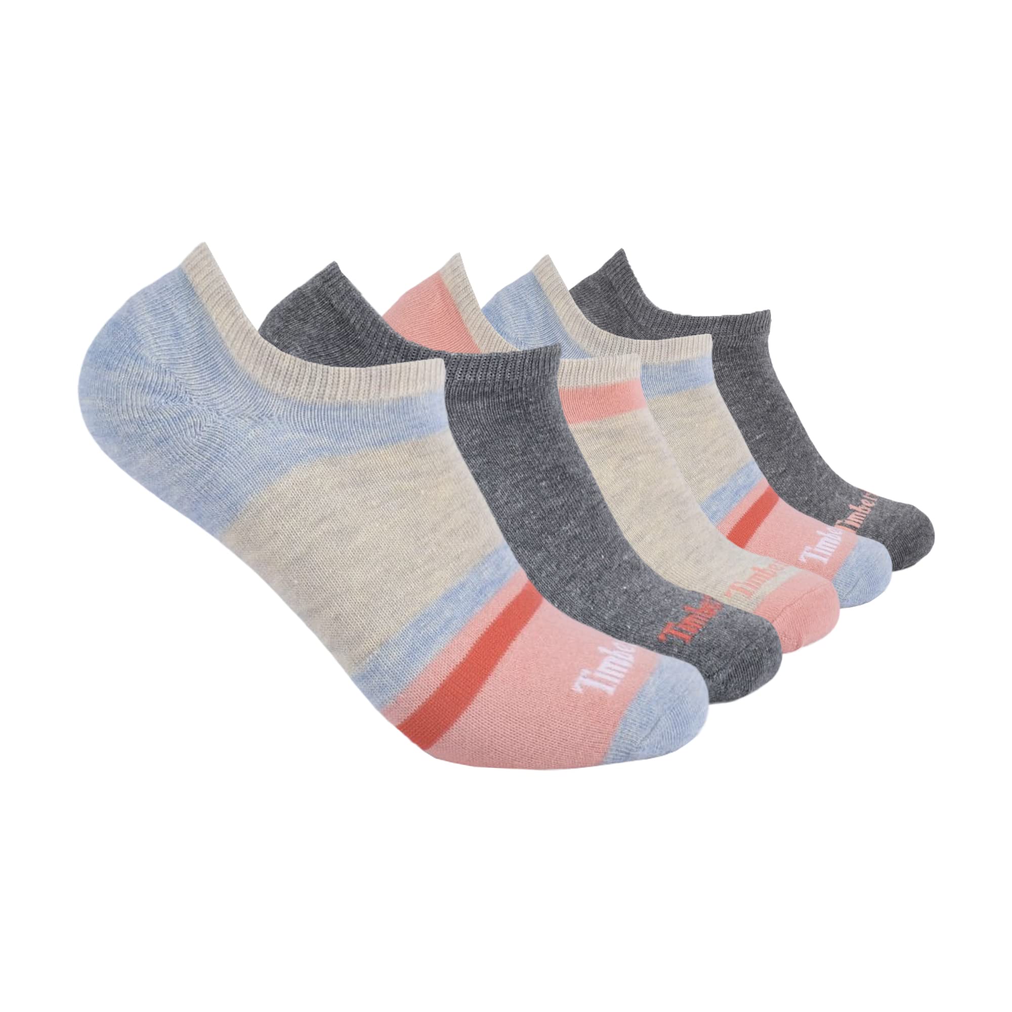 Timberland Women's Chambray Multi Stripe No Show Liner Socks (5 Pairs), One Size