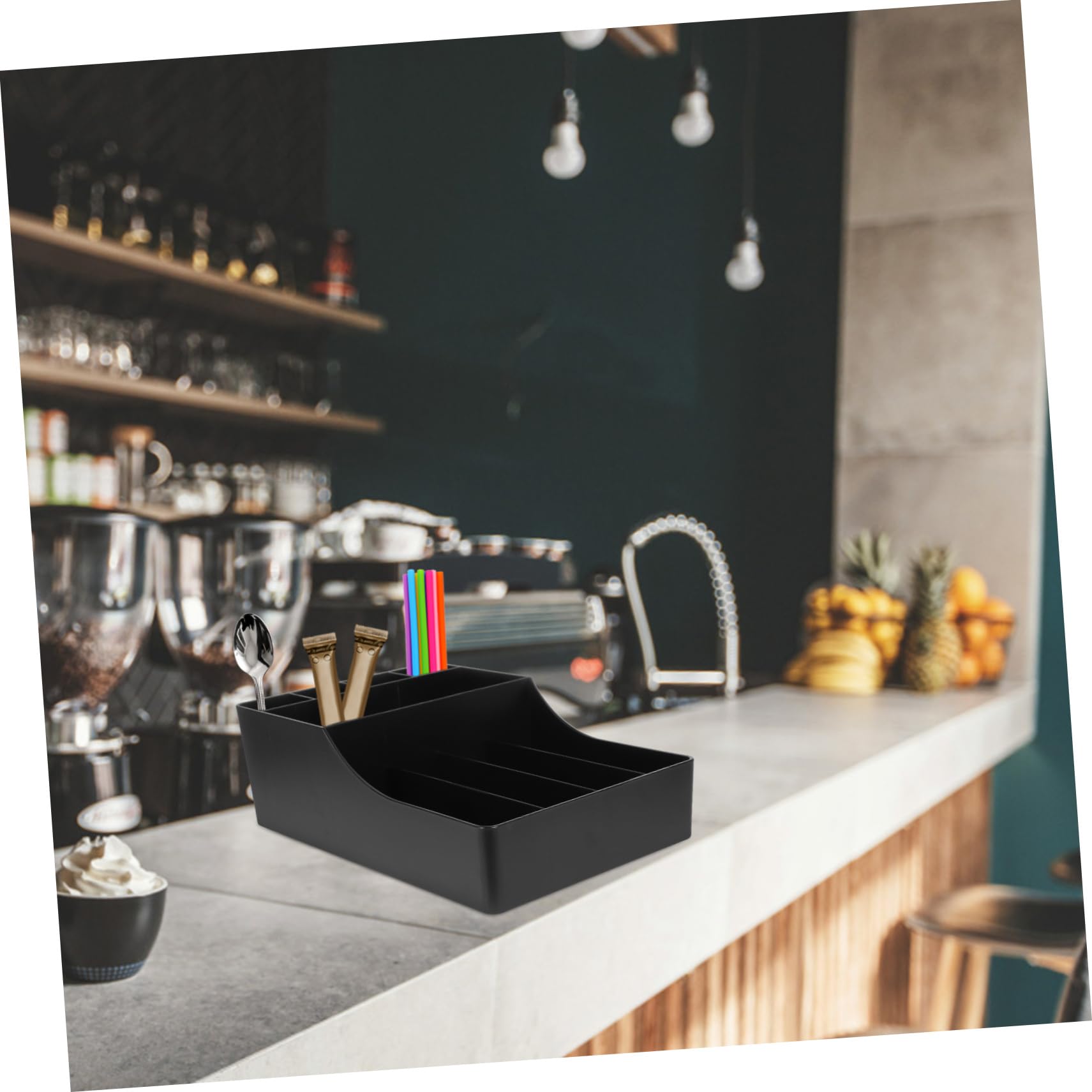 BESTYASH Kaffeebecherhalter aus Pp mit Serviettenhalter und Strohhalmhalter für Kaffeestationen Praktischer Organizer für Tee und Kaffeezubehör