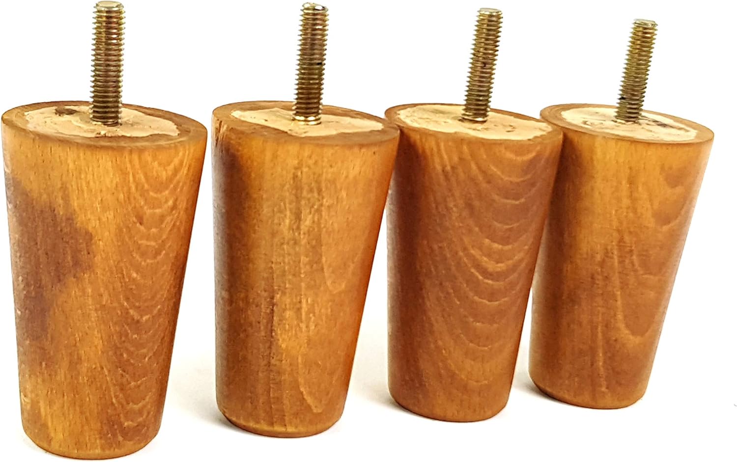 4x Wooden Furniture Legs M8(8mm) 80mm High Medium Oak Wash Replacement