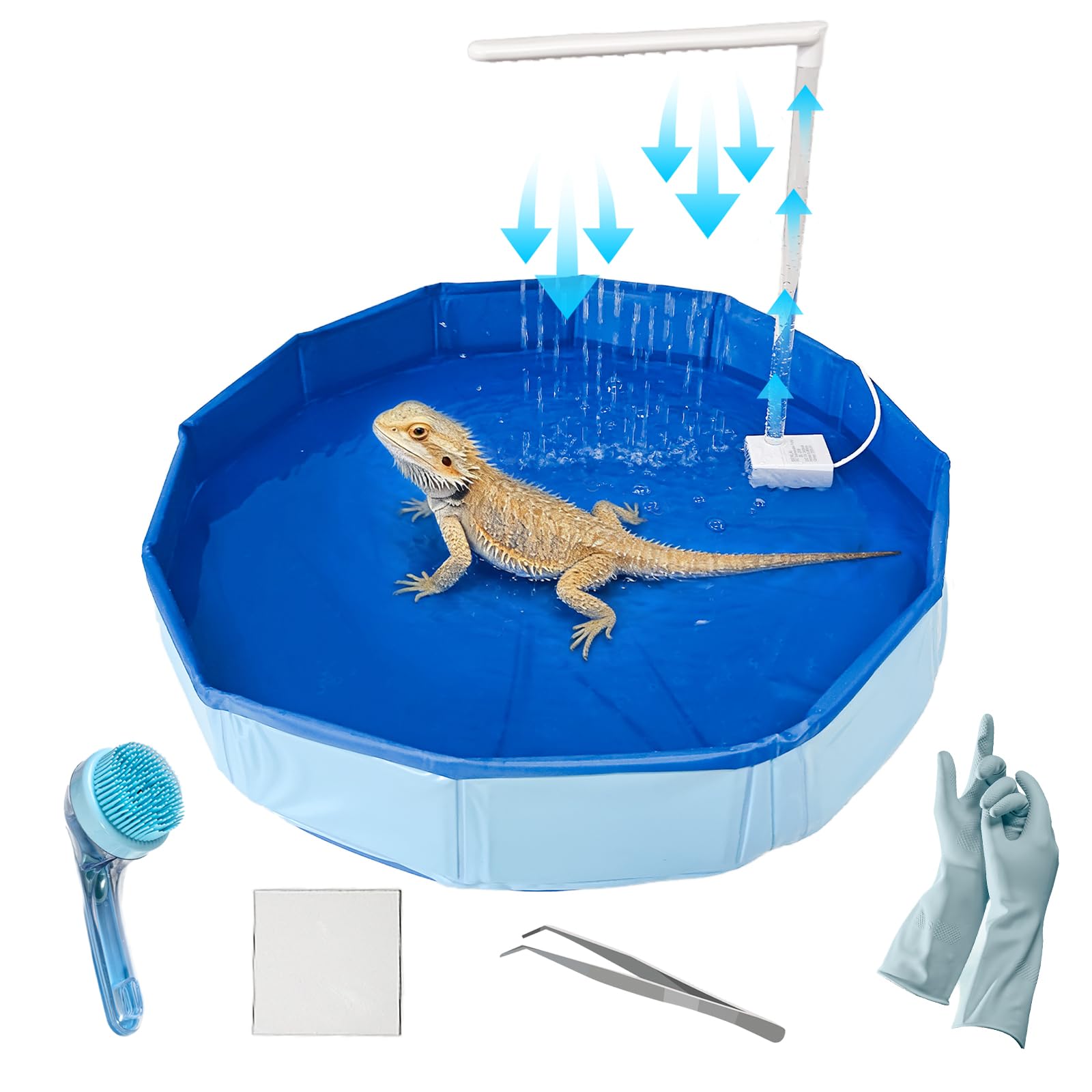 Baignoire lézard et piscine pliable pour dragon barbu contre le stress