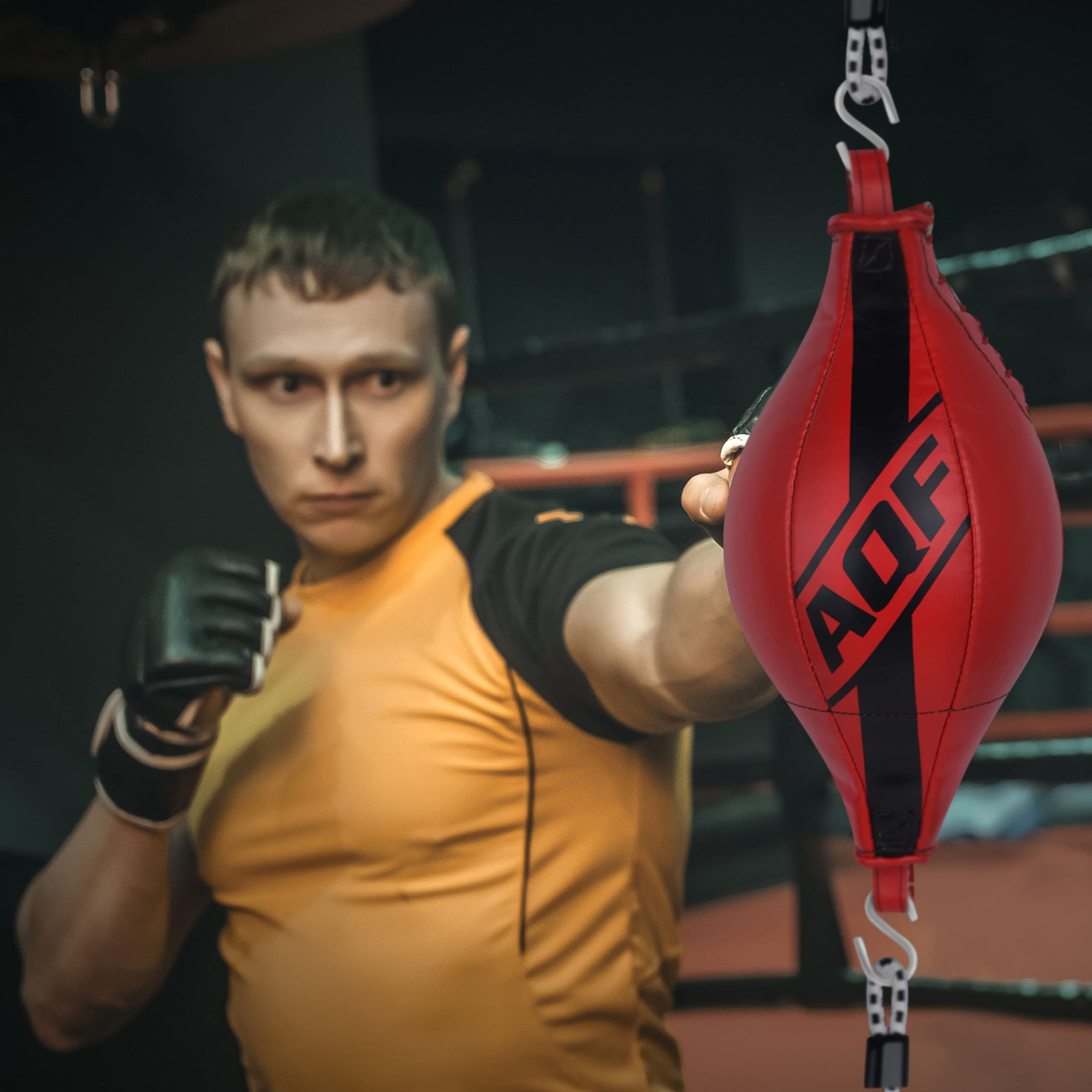 AQF Palla di velocità A Doppia estremità Maya Hide Leather Boxing Dodge Speed Bag Punching MMA Workout Corda da Pavimento A Soffitto