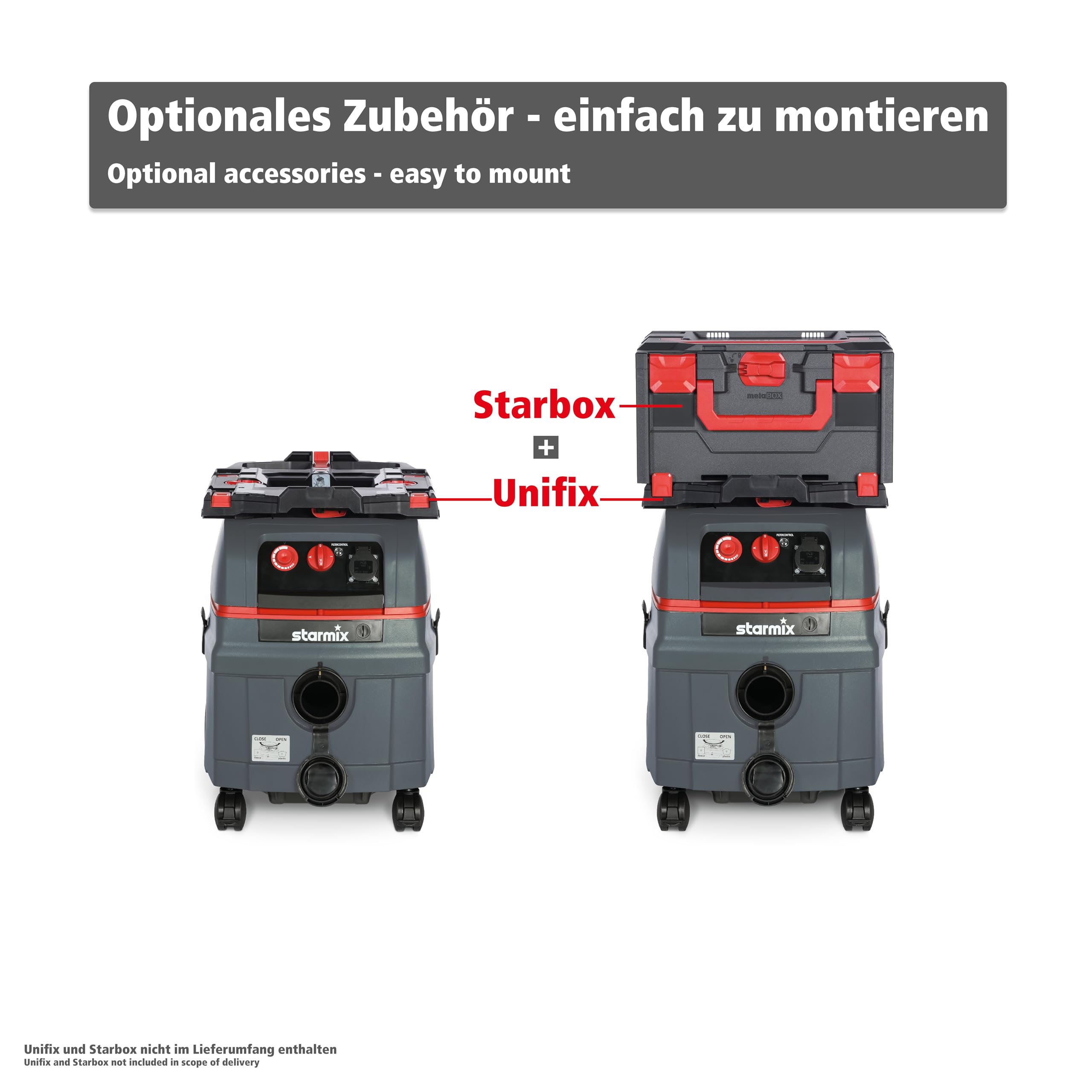 starmix ISC L-1625 – Aspirateur Industriel, Classe de poussière L avec Prise de Courant et Nettoyage Automatique du Filtre – Aspirateur Eau et poussière pour Chantier, 1600 W, 25 l, Tuyau de 5 m