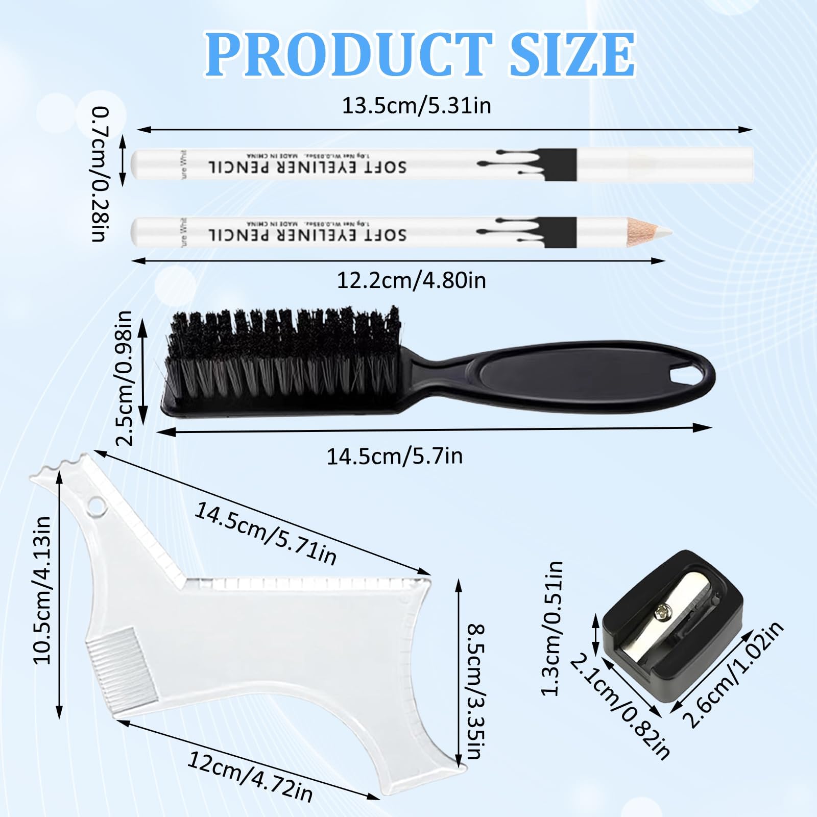 12 Matita Bianco Barber, Compreso 1 Modello Barba, 1 Temperamatite e 1 Spazzola, Matita Barbiere Bianco per Disegnare Il Contorno Dei Capelli E Modellare La Barba