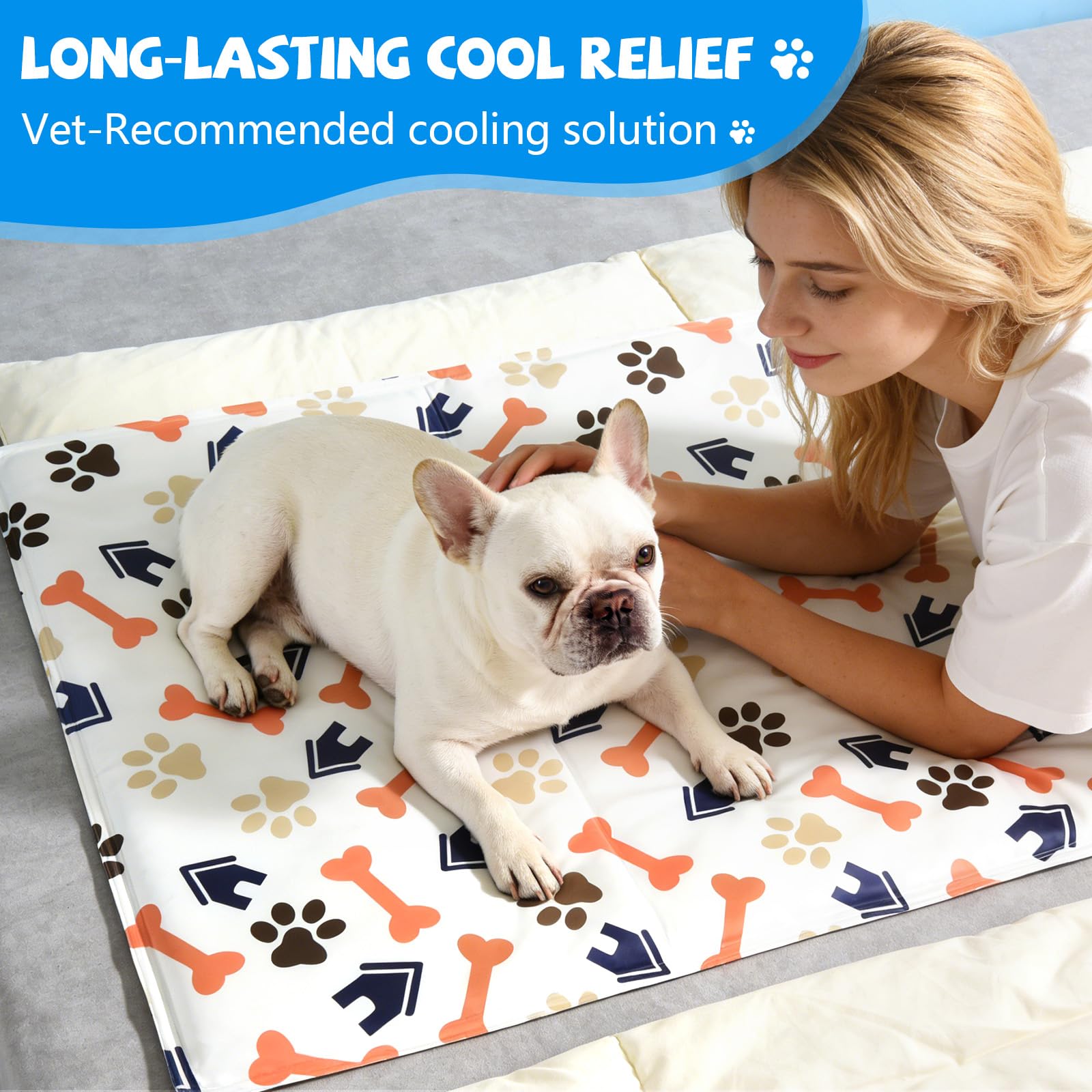 Alfombra Refrescante para Perros 90x60 cm - Colchoneta de Enfriamiento Automático para Mascotas, Lavable y Transpirable, Ideal para Perros y Gatos, L