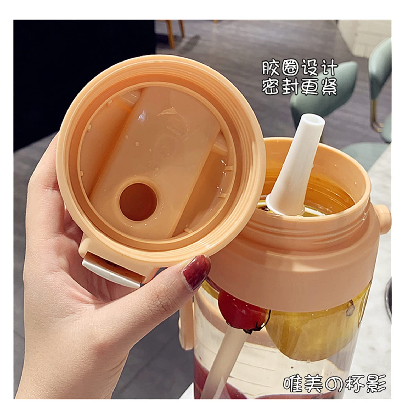 MRKU Bouteilles d'eau Portables en Plastique de Grande capacité de 2 000 ML (2 L) pour Filles, sans BPA, pour Le Sport en Plein air, Le Camping, la Salle de Sport