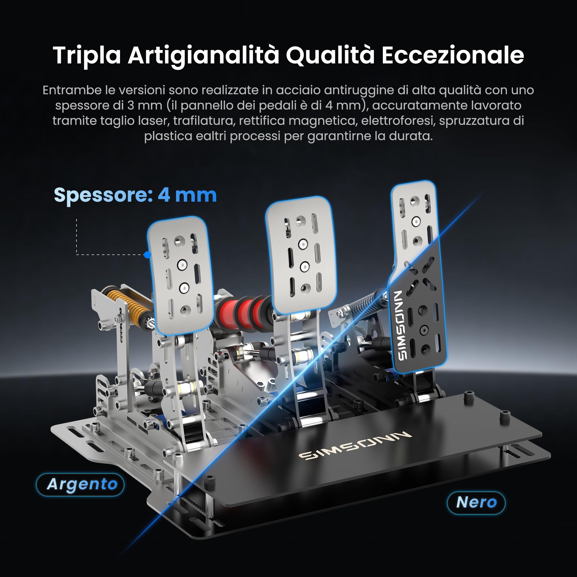 SIMSONN Plus X Sim Racing Pedals Pedales de simulación de carreras celda de carga PC HE Pedal hidráulicos negro (PLUS X BLACK P3-H3-Plate)