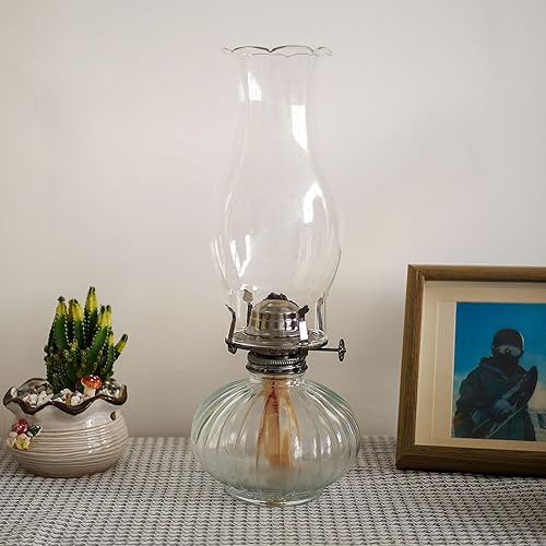 Miniatura 6 de Lámpara de aceite para chimenea, base de 3 pulgadas por 8.5 pulgadas de altura, pantalla de lámpara de queroseno con parte superior prensada,