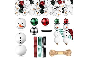 YumSur 180 Piece Christmas Snowman Wooden Beads