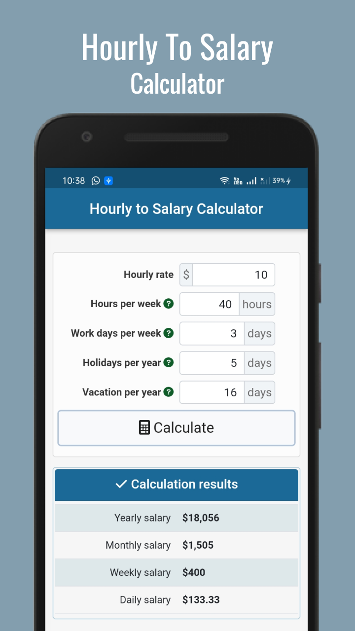 Hourly to Salary Calculator App on Amazon Appstore