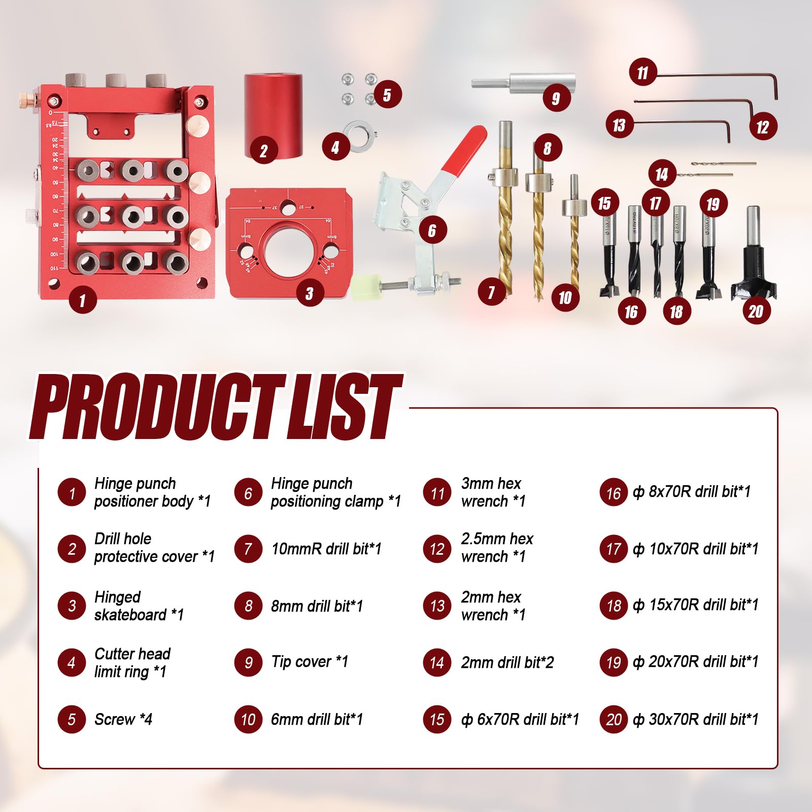 Kit di tasselli autocentranti, 3 in 1, in lega di alluminio, guida autocentrante per fori con scala multipla di punte da trapano, maschera hardware per armadietti, guida per trapano per localizzatore