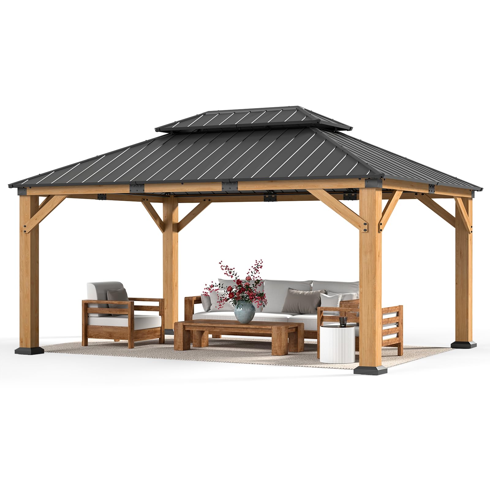 Photo 1 of ***PARTIAL SET - PRICE ADJUSTED***Jocoevol Wood Gazebo 12x16 FT Hardtop Cedar Outdoor Pavilion