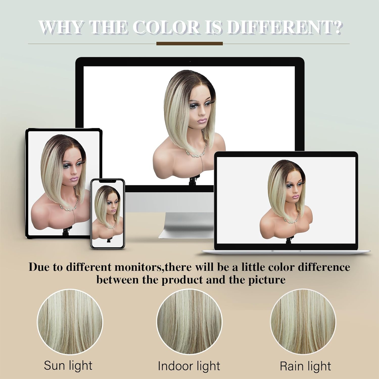 Glueless Lace Front Bob Wig 10" Synthetic HD Lace Ombre Blonde Natural Hairline Breathable Cap Daily Wear