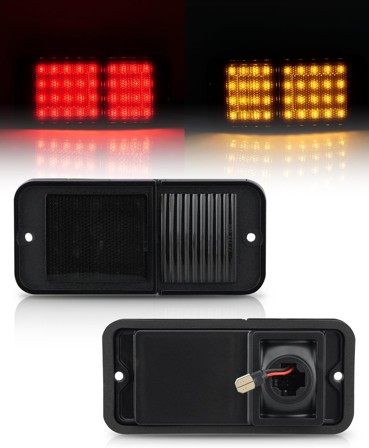 Bestview Side Marker Light Assembly Compatible with 1968-1972 Chevy C/K Series C10 GMC Series C1500 Suburban Blazer Jimmy Pickup Trucks, Amber Front & Red Rear Bumper Lamps, Smoked Lens 4PCS