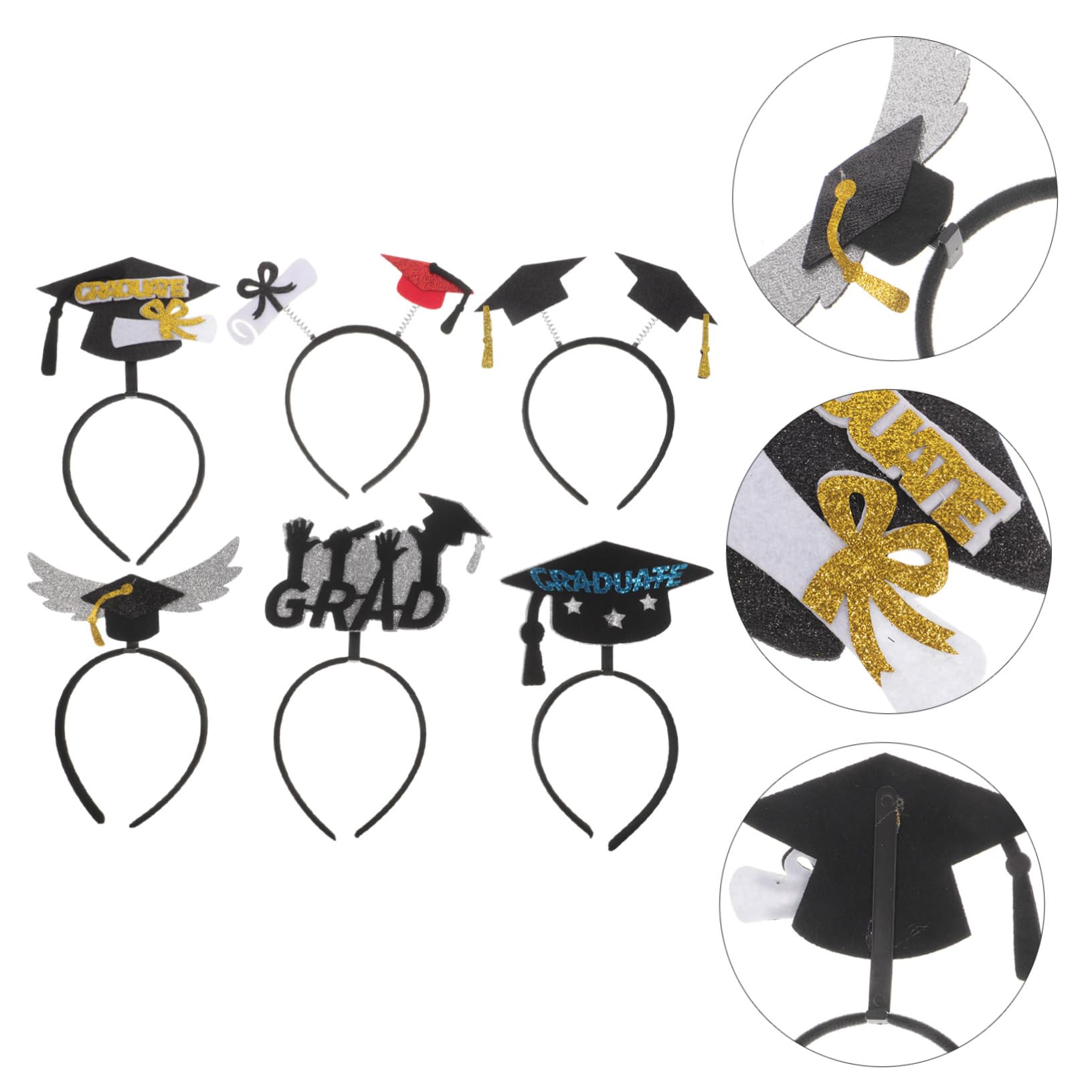6pezzi Cimasa per Laurea Tema Graduation Accessorio Fotografico e Decorativo per Feste Addobbi Laurea Regalo Donna e Ragazzo in Plastico e Feltro
