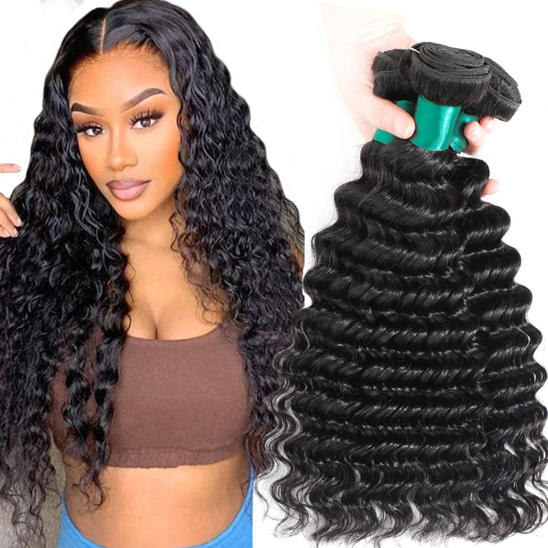 Misoun Hair Brazilian Virgin Remy Hair Deep Wave Bundles 18 20 22inch 100% Unprocessed Virgin Brazilian Body Wave Human Hair Weave 3 Bundles Extensions